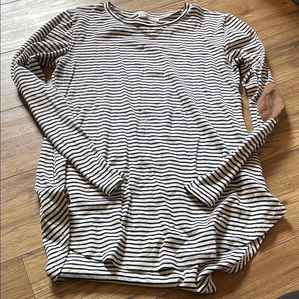 Striped Long Sleeve Top with Elbow Patches (Bin B)